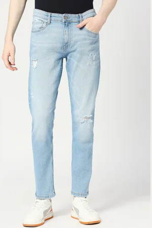 LOVEGEN Men Mildly Distressed Whiskers Light Fade Skinny Fit Stretchable Jeans