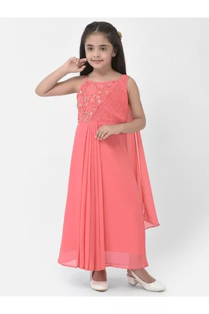 Eavan Girls Embroidered Georgette Fit & Flare Maxi Dress