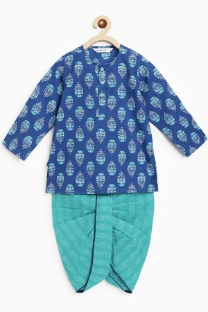 Campana Boys Ethnic Motifs Block Printed Pure Cotton Kurta with Dhoti Pants