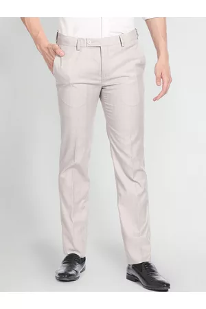 Arrow Men Mid-Rise Regular Fit Formal Patterned Twill Trousers