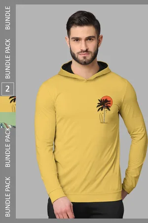 bullmer Pack Of 2 Printed Hood Long Sleeves Round Neck T-shirt