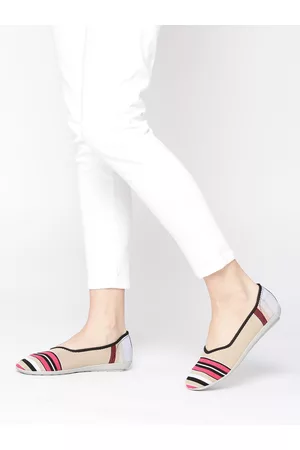 Marc Loire Women Beige & Pink Striped Ballerinas