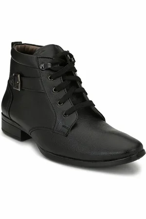 Eego Italy Men Black Solid Synthetic Leather High-Top Flat Boots