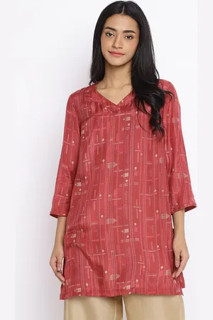Fabindia V-Neck Abstract Printed Straight Kurta