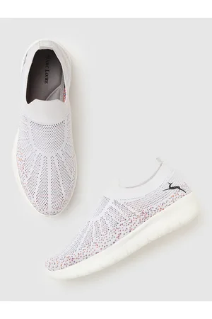 Marc Loire Women White Woven Design Slip-On Sneakers