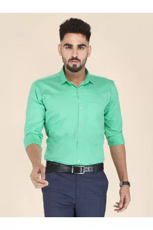 FUBAR Men Sea Green Solid Formal Shirt