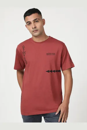 Lee Men Geometric Printed Round Neck Short Sve Cotton T-shirt