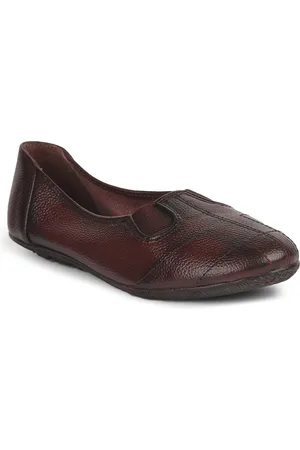 Liberty Women Brown Textured Leather Slip-On Loafers