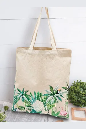 earthbags Pack Of 2 Tropical Printed Oversized Shopper Tote Bag