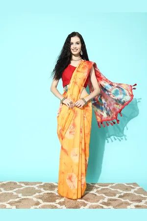 silk land Tie & Dye Organza Chanderi Digital Print Saree
