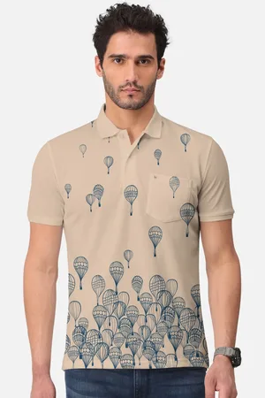 bullmer Conversational Print Polo Collar Short Sleeves Cotton T-shirt