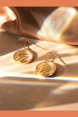 Accessorize London Women Moonstone Circle Leaf Earrings