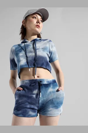 Campus Tie-Dye Printed Pure Cotton Hooded Top & Shorts Co-Ord