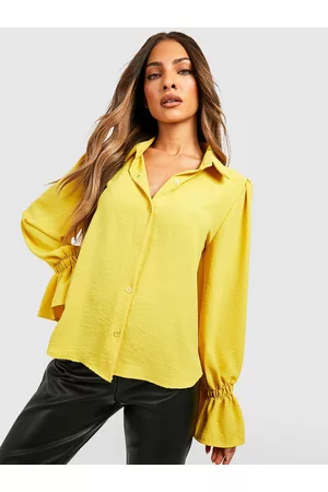 Boohoo Bell Sleeve Shirt Style Top
