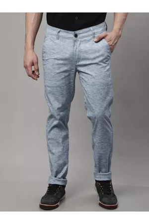 Majestic Smart Textured Mid Rise Slim Fit Cotton Trousers