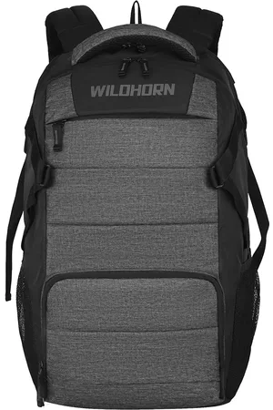 WildHorn Unisex Grey & Black Colourblocked 17 Inch Laptop Backpack with Compression Straps