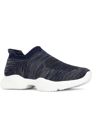 Bata Kids Woven Design Comfort Insole Textile Contrast Sole Slip-On Sneakers