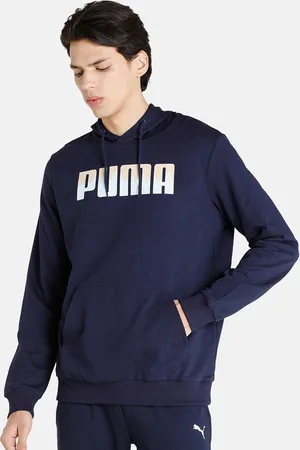 PUMA Men Brand Logo Printed Cotton Hooded Regular Fit Sweatshirt