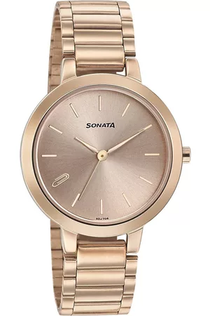 Sonata Women Textured Stainless Steel Bracelet Style Straps Analogue Watch NP8141WM01