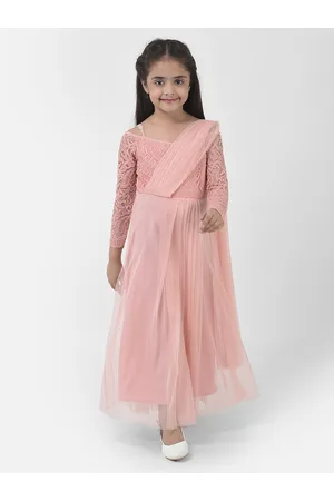 Eavan Girls Self Design Net Maxi Dress