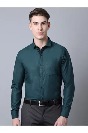 Majestic Men Green Slim Fit Solid Formal Shirt