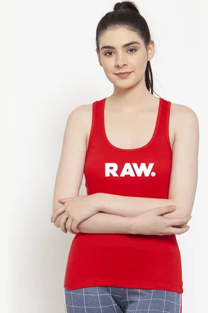 Friskers Women Red & White Printed Tank Top