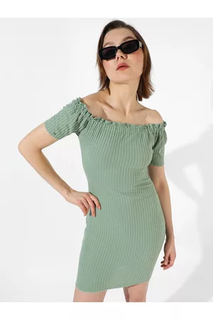 Campus Striped Off-Shoulder Bodycon Mini Dress
