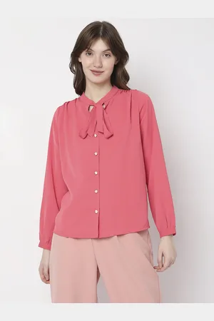 VERO MODA Slim Fit Casual Shirt With Tie- Up Neck