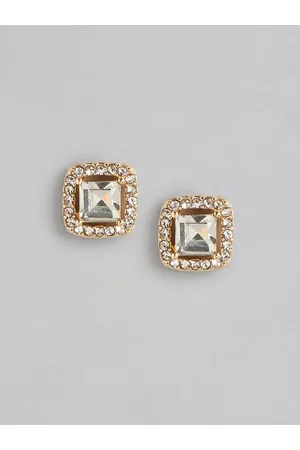 Boohoo Women Diamante Square Stud Earrings