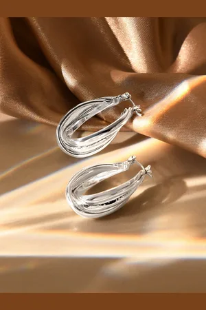 Accessorize London Women Interlocking Textured Hoop Earrings