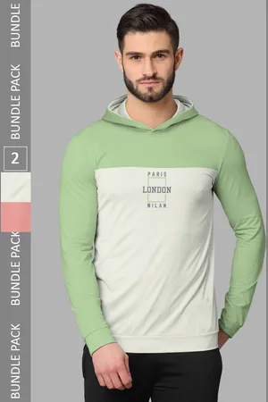 bullmer Pack of 2 Typography Printed Long Sleeves Hooded T-shirts