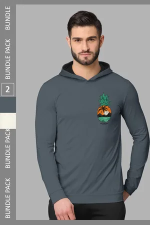 bullmer Pack of 2 Graphic Printed Long Sleeves Hooded T-shirts
