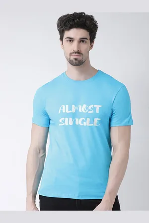 Friskers Men Turquoise Blue Typography Printed T-shirt