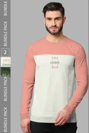 bullmer Pack Of 2 Typography Printed Long Sleeves Round Neck T-shirt