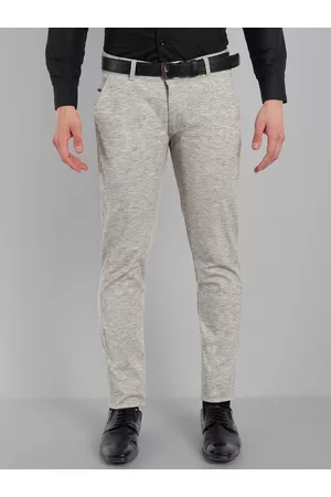 Majestic Smart Self Design Mid Rise Plain Slim Fit Formal Trousers
