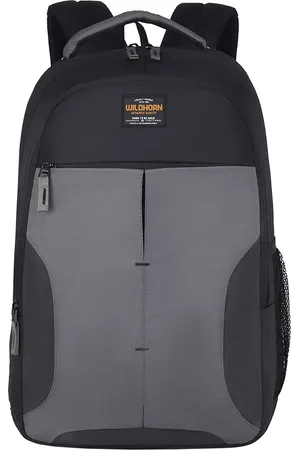 WildHorn Unisex Black & Grey Backpack with Compression Straps