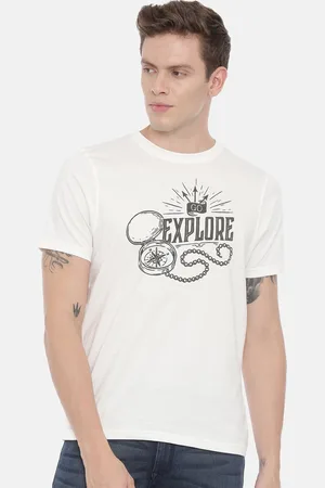Bushirt Men White Printed Round Neck T-shirt