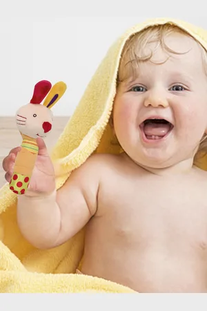 Baby Moo Unisex Kids Multicolour Big Earred Rabbit Handheld Rattle