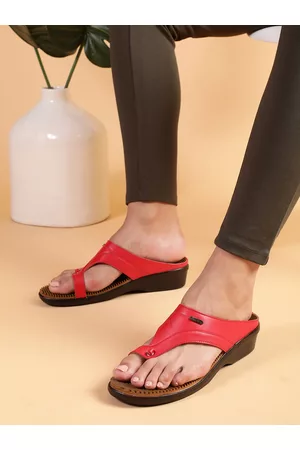 Liberty Women Red Solid Thong Flip-Flops