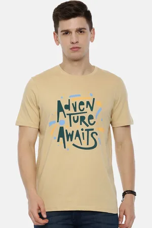 Bushirt Men Beige & Green Adventure Awaits Print T-shirt