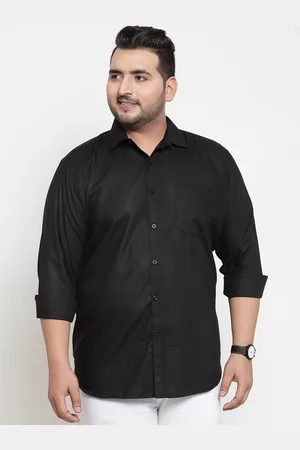 Pluss Men Black Regular Fit Solid Casual Shirt