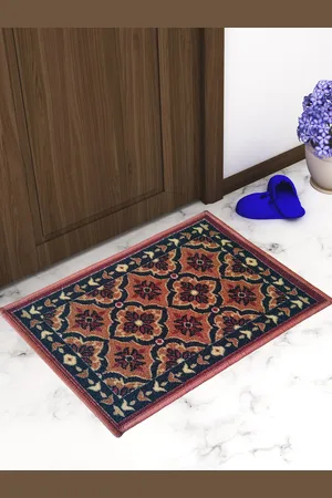 Athom Trendz Set Of 3 Brown & Black Self-Design Anti-Skid Doormats