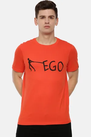 Bushirt Men Orange Printed Round Neck Pure Cotton T-shirt