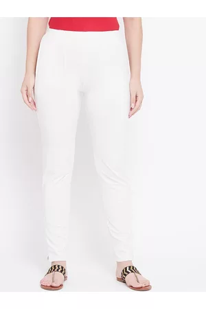 Castle Women Off-White Slim Fit Solid Stretchable Trousers