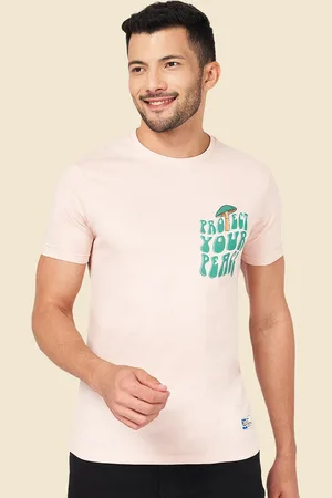 PEOPLE Pink Typography Printed Slim Fit T-shirt