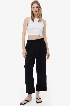 H&M Women Pure Cotton Paper Bag Trousers