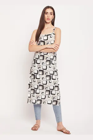 NABIA Sleeveless Geoemtric Printed Straight Kurta