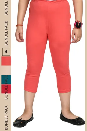 IndiWeaves Girls Pack Of 4 Pure Cotton Capris