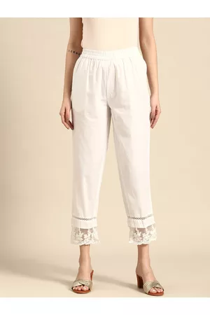 Sangria Women White Straight Fit Chinos Trousers