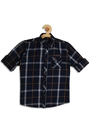 CAVIO Boys Checked Comfort Spread Collar Cotton Casual Shirt